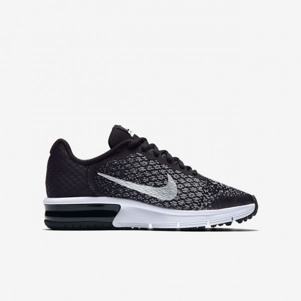 Nike Air Max Sequent 2 Laufschuhe Mädchen Schwarz Dunkelgrau Metallic Silber 769-83670